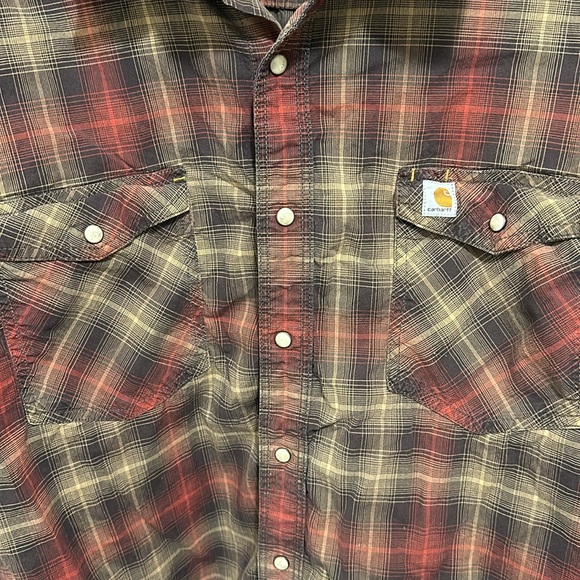 Carhartt Relaxed Fit Pearl Snap Plaid Button Down size 2XLT - Picture 3 of 4